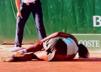 Hailey Baptiste on the ground after tearing her ACL on Wednesday