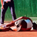 Hailey Baptiste on the ground after tearing her ACL on Wednesday