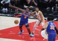 OG Anunoby, who scored 29 points, goes after a loose ball during the Knicks' Game 6 series-clinching win over the Hawks.