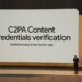 A screenshot taken of Google’s C2PA keynote during Google I/O 2026.