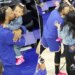 Jalen Brunson celebrates Knicks' win with daughter, wife