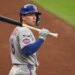 New York Mets left fielder Nick Morabito (8) stands on the on deck circle before his first MLB at bat against the Washington Nationals during the first inning at Nationals Park.