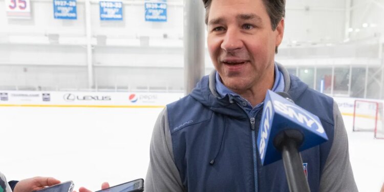 New York Rangers Director of Player Development Jed Ortmeyer speaks to the media.