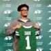 Jets first round draft pick Kenyon Sadiq speaks to the media in Florham Park, NJ.