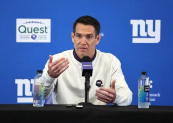 New York Giants GM Joe Schoen at a press conference.