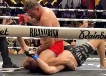 Johnny Manziel beats down and makes quick work of social media influencer Bob Menery in a 205-pound bout at the UFC Apex in Las Vegas on May 23, 2026.