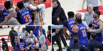 Knicks, Hawks get into fiery scuffle with two ejections in wild scene