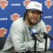 Jalen Brunson talks with reporters during Knicks practice on May 28, 2026 in Tarrytown, N.Y.