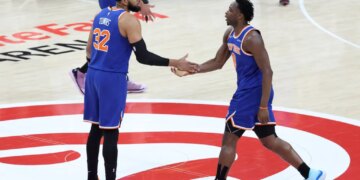 The Knicks rolled over the Hawks in the first half of Game 6 on April 30, 2026.