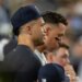 Yankees Giancarlo Stanton in the dugout during the fifth inning against the Toronto Blue Jays at Yankee Stadium, Wednesday, May 20, 2026, in Bronx, NY.