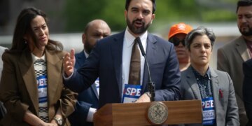 Mayor Zohran Mamdani speaks at a press conference regarding a housing announcement in the Bronx, New York.