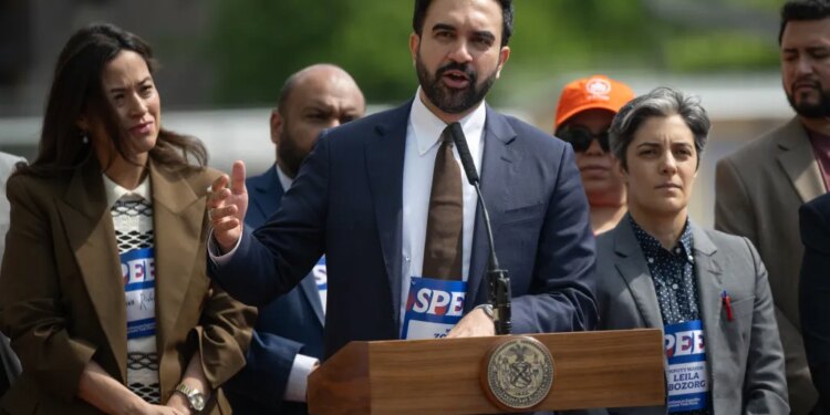 Mayor Zohran Mamdani speaks at a press conference regarding a housing announcement in the Bronx, New York.