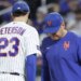 Carlos Mendoza takes David Peterson out of the game in the sixth inning of the Mets' loss to the Reds on May 26, 2026 at Citi Field.