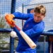 A.J. Ewing of the New York Mets batting during spring training.