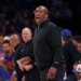 Mike Brown reacts on the sideline during the Knicks' Game 1 blowout win over the 76ers.