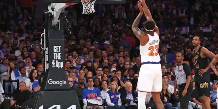 Mitchell Robinson went 2-for-8 from the free throw line during the Knicks' 115-104 comeback overtime win over the Cavaliers in Game 1 on May 19, 2026 at the Garden.