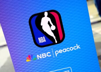 Artwork promoting NBA on NBC and NBA on Peacock.