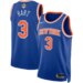 Front and back of a blue New York Knicks jersey with "HART" and the number "3" in orange and white.