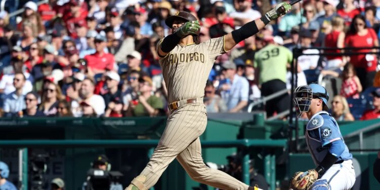 Fernando Tatis Jr. hitting a home run.