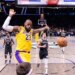 LeBron James of the Los Angeles Lakers slams the ball during the first half at Barclays Center, Tuesday, Feb. 3, 2026, in Brooklyn, NY.