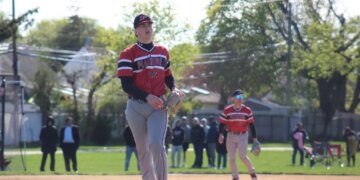Jaxson Torres pitches for Plainedge High School.