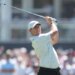 Rory McIlroy hits the ball on the 17th hole during the third round of the PGA Championship golf tournament.