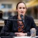 Katie Wilson speaks at a climate forum.