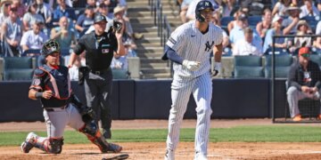New York Yankees center fielder Spencer Jones #78 running the bases after hitting a solo home run.