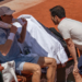 Jannik Sinner speaks with the physio during his French Open match.