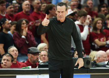 Cleveland Cavaliers head coach Kenny Atkinson reacts in the second quarter against the New York Knicks during game 3 of the eastern conference finals against the Knicks at Rocket Arena in Cleveland on May 23, 2026.