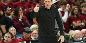 Cleveland Cavaliers head coach Kenny Atkinson reacts in the second quarter against the New York Knicks during game 3 of the eastern conference finals against the Knicks at Rocket Arena in Cleveland on May 23, 2026.
