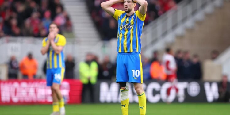 Southampton's Finn Azaz reacts with his hands on his head in a moment of frustration.
