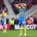 Southampton's Finn Azaz reacts with his hands on his head in a moment of frustration.