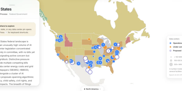 This map tracks data center projects and AI policy around the world