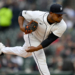 Tigers starting pitcher Framber Valdez (59) throws a pitch against the Boston Red Sox in the first inning at Comerica Park.