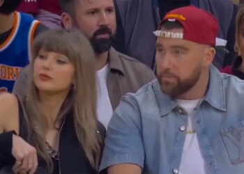 Taylor Swift and Travis Kelce are pictured at Game 3 on May 23.