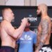 Sergei Pavlovich and Tallison Teixeira face off at the UFC Fight Night weigh-ins.