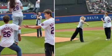 US figure skating team's first pitch at Mets game doesn't go well