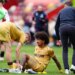 Crystal Palace's Christ Richards, who is also a center back on the U.S. men's national team, suffers an injury during his team's 2-2 draw against Brentford on May 17, 2026.