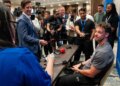 James Magnussen had some choice words for press at a media scrum before the Enhanced Games.