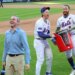 Mets players Brett Baty and Brandon Nimmo douse SNY's Steve Gelbs with Gatorade after a walk-off win against the Chicago White Sox.