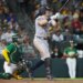 Ben Rice belts a solo home run in the Yankees' win over the A's on May 29, 2026 in West Sacramento, Calif.