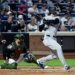 New York Yankees right fielder Spencer Jones connects on a RBI single against the New York Mets in the fifth inning during the Subway Series at Citi field in the Queens, New York, USA, Friday, May 15, 2026.