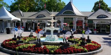 General view of the Marylou Whitney entrance to Saratoga Race Course.
