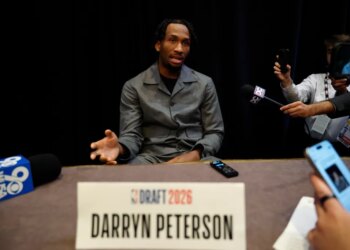 Darryn Peterson speaks at the 2026 NBA Draft Prospect Availability.