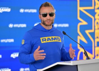 Los Angeles Rams head coach Sean McVay at a news conference.