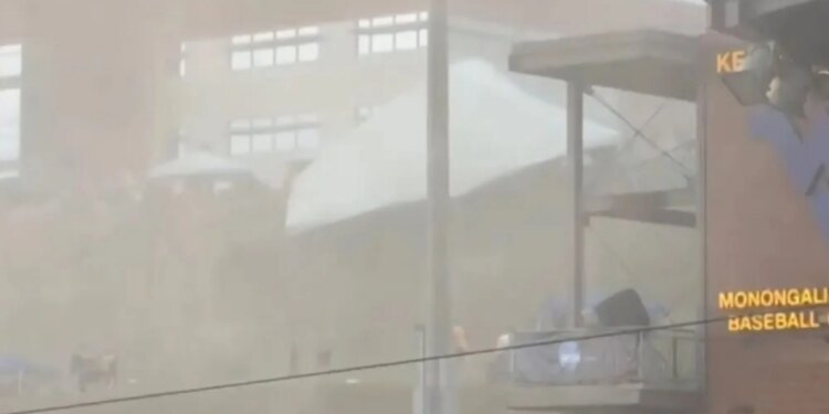 5 injured after ferocious winds rip through WVU baseball game, sending tents airborne