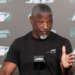 New York Jets head coach Aaron Glenn speaks to reporters.