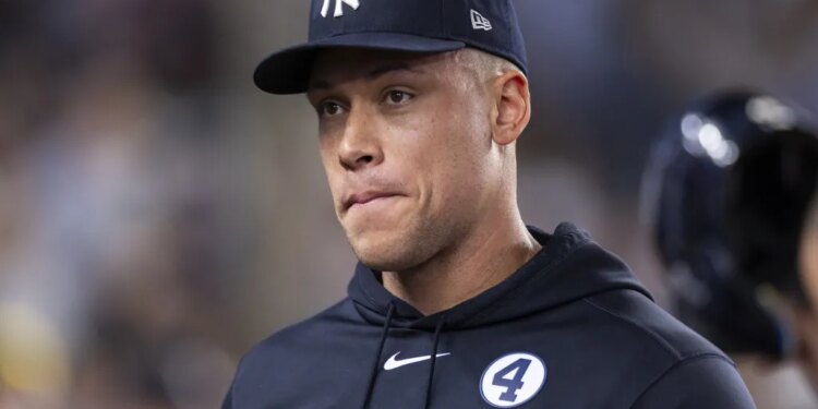 Aaron Judge looks on during the Yankees' loss to the Guardians on June 2, 2026 at the Stadium.