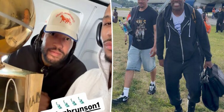 Air traffic controllers fanboy over Knicks’ Finals win as champions enjoy scenic flight home: ‘Plane’s rocking’